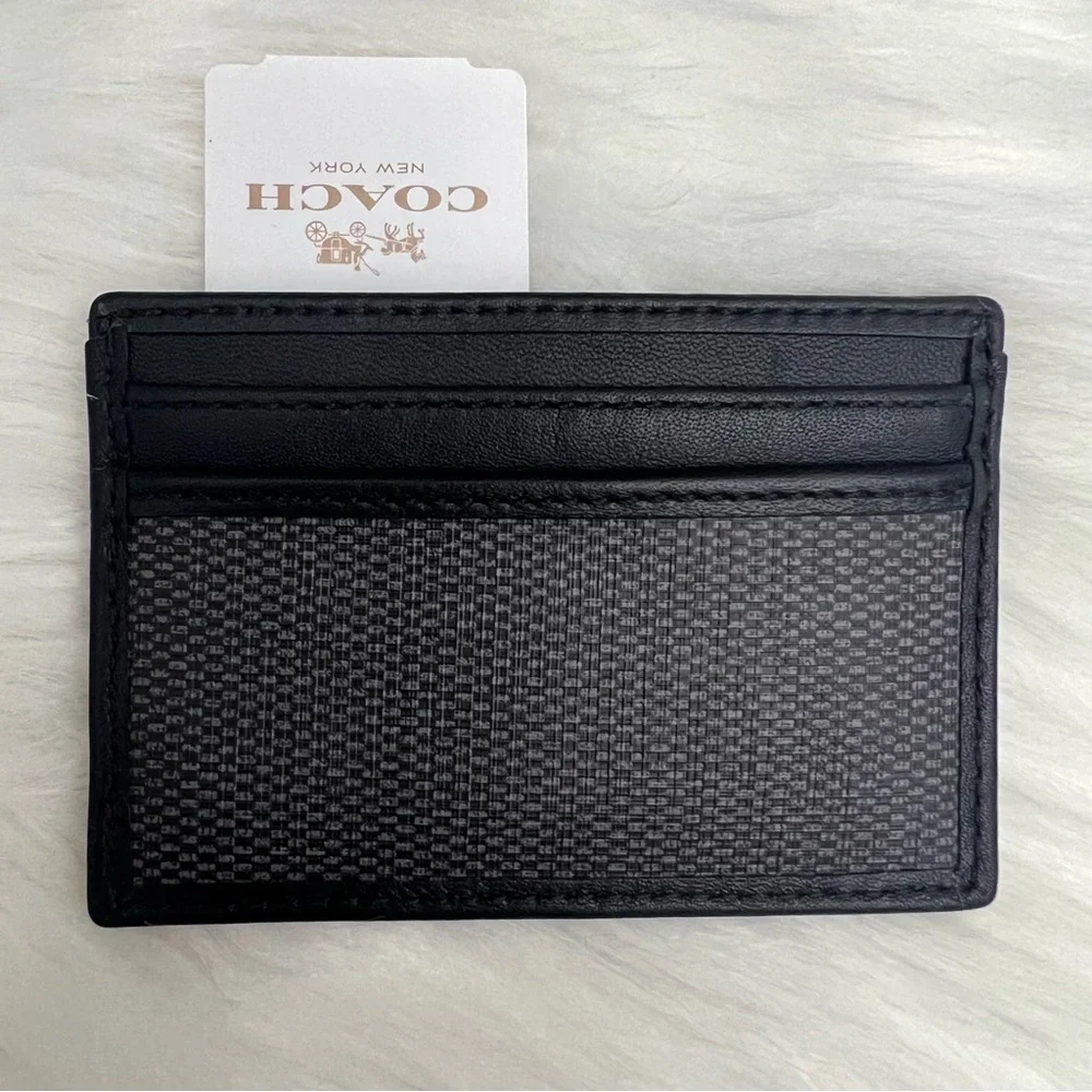 NWT - Coach Charcoal Card Case for Men - Style F74814 - Picture 2 of 2